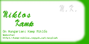 miklos kamp business card