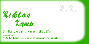 miklos kamp business card